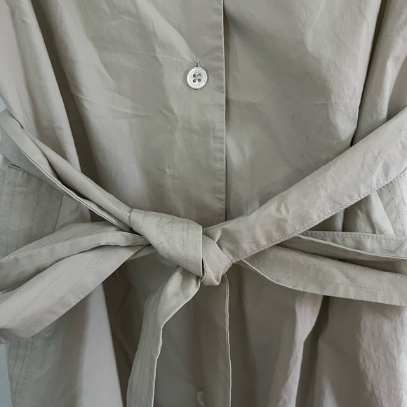 Adam Lippes Beige Tan Button Up Shirt Dress Belted Pockets  Minimalist Preppy 6 - Picture 5 of 6